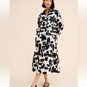 Anthropologie Black and White Floral Dress